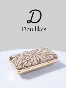Bolso de noche elegante con forma de perla, embrague de boda romántico, bolso de mano formal con decoración de lentejuelas de lujo para vestido, bolso de novia, bolso cruzado de cadena para fiesta formal, para mujer - Champán - Ver 5