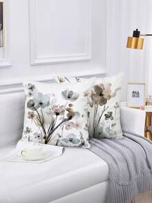 1/2/4 chiếc vỏ gối trang trí họa tiết hoa kích thước 17.7x17.7 inch, vỏ gối vuông trang trí hiện đại cho ghế sofa, phòng ngủ, phòng khách, xe hơi. - Màu Xám nhạt - Xem 3