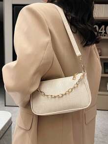 Nueva bolsa de hombro versátil y de moda con textura, bolso de mano para mujer - Blanco - Ver 2