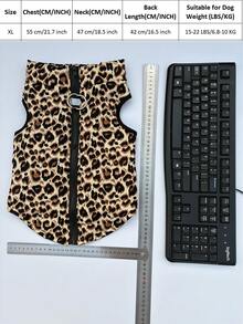 Apricot Colored Leopard Print Water-Based Printed Fabric Pet Padded Coat Dog Jacket With Zipper On The Back - Apricot - View 16