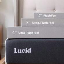 Lucid - Colchoneta de Memory Foam con Infusión de Carbón de Bambú - Sobrecolchón Ventilado de - Topper para Colchón Refrescante - Suave y Acolchada - Alivia Puntos de Presión - neutral - Ver 4