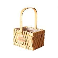 Small Picnic Basket Handmade Woven Flower Baskets Portable Rattan Flower Container Holder Decorative Camping Picnic Storage Basket Home Organizer Color : 01 (3) - 3 - Ver 9