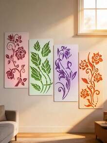 10 khuôn vẽ rỗng hình dây leo hoa, dụng cụ hỗ trợ vẽ tranh graffiti thủ công, dùng cho việc tự làm đồ trang trí tường, gỗ, vải, hộp quà, sổ lưu niệm, chất liệu nhựa tái sử dụng. - Dây leo hoa - Xem 10
