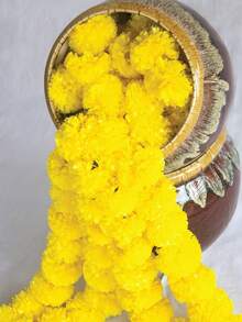 4/2件装，4.92英尺长人造菊花花环，黄色人造菊花花环，适用于节日装饰、传统装饰、家居房间办公室阳台窗户室内外装饰、波西米亚风婚礼花园庭院装饰 - 黃色 - 查看 7