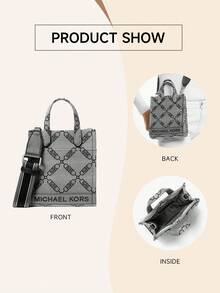 Michael Kors Gigi Small Women's Handbag, Casual Tote Shoulder Crossbody Clutch Bag Suitable For Shopping, Travel, School, Canvas Material With Detachable Adjustable Strap - Grey - View 5