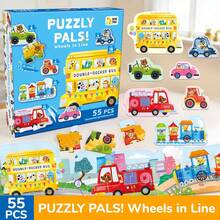 beartale 55 peças Cartões de Quebra-cabeça com Tema de Animais e Transporte, Brinquedos Montessori, Cartões de Correspondência para Crianças Pequenas, Educação Precoce, Reconhecimento de Imagem e Linguagem, Brinquedos de Aprendizagem, Presente, Brinquedos Sensoriais, Escola, Aniversário, Brinquedos Artesanais, Suprimentos Escolares, Férias de Verão, Férias, Festa, Dia das Crianças, Dia das Mães - Multicolorido - Visão 2