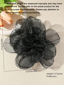 1件 Y2K 暗黑風大朵玫瑰花胸針，女款通勤與派對酷感飾品/黑色 - 黑色 - 查看 2