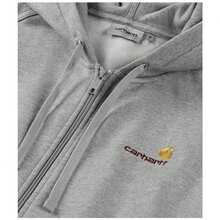 Carhartt Wip جاكيت رجالي بغطاء رأس بنقش أمريكي باللون الرمادي - رمادي - مشاهدة 3