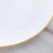 20 de farfurii premium cu ramă aurie - farfurii rotunde moderne, minimaliste, de culoare solidă, cu ramă aurie, dimensiuni de 19,1 cm și 26,6 cm, potrivite pentru deserturi de nuntă, aperitive, petreceri, banchete și restaurante - alb - Vizualizare 2
