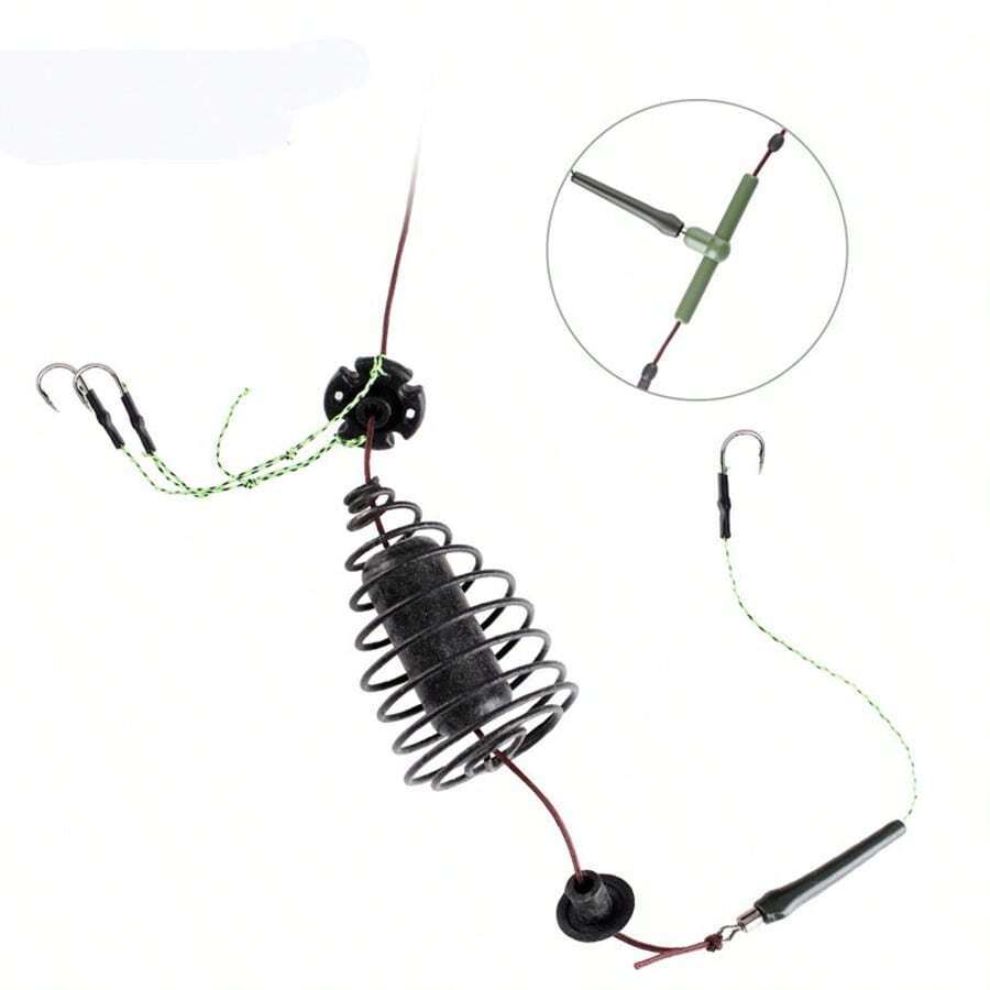 FTK Carp Bait 30-80g Fish Cage To Send Three Tied String Hooks High Carbon Steel Metal Feeder Sinker Artificial Bait Accessories