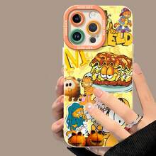 Tema de lasaña amarilla de  naranjafunda de teléfono Fundas compatibles con ,Apple,VIVO,OPPO,,, y Honor.Fabricadas en silicona TPU,ofrecen protección contra golpes y caídas. - Blanco - Ver 4