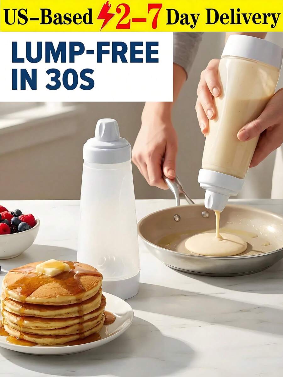 [Delivery Within 2-7 Days In The United States]1PC Pancake Batter Dispenser With Whisk Ball & Stand Base - Easy To Operate, User-Friendly, Time-Saving, Durable, Large Capacity, Easy To Clean, Detachable Base, No-Mess Batter Mixer Dispenser, Versatile For Pancakes, Crepes, Waffles, Muffins, Qatayef, Cupcakes & More, Effortless Batter Distribution For Uniform Shapes & Sizes, Suitable For Home Kitchen, Breakfast Prep, Baking Parties, Family Brunch & Holiday Gatherings, Sturdy Construction For Long-Lasting Performance, Hassle-Free Cleaning & Storage With Detachable Components, Ideal For Home Bakers, Cooking Enthusiasts, Breakfast Lovers, Busy Parents & Party Planners, Perfect Gift For Housewarming, Mother's Day, Birthday & Baking Fans, Streamlines Baking Process & Reduces Kitchen Clutter, Compatible With Various Batter Types, Compact Design Fits Any Countertop, Must-Have Baking Accessory For Effortless & Fun Cooking Experience,Baking Supplies,Kitchen Items,Kitchen Gadgets(White) - 彩色 - 查看 1