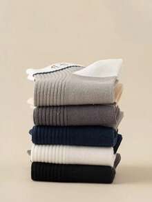 1 Paar/5 Paar Herren Mehrfarbige Fußball-Muster Kurze Socken, Dunkles Farbblock-Design, Modisch und Geeignet für Ausflüge oder Sport - Verschiedenfarbig - Übersicht 5