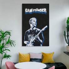 1Pc Framed Canvas Sam Fender Poster Wall Art Cover Room Vintage Elegant Poster Wall Art Picture Painting Poster Canvas Print Artworks Bedroom Living Room2D Flat, Canvas Wall Art, Suitable For Wall Decoration In Living Rooms, Bedrooms, Bathrooms, Corridors And Kitchens, With Wooden Picture Frame - 有框架 - 查看 3