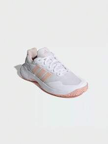 Adidas Giày thể thao nữ thoáng khí, nhẹ, giảm sốc, giày tennis buộc dây - Trắng Hồng - Xem 3