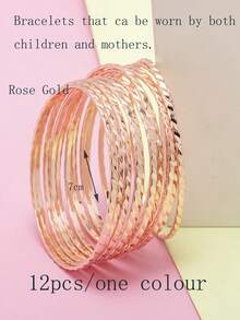 12pcs Luxury Minimalist Parent-Child Bracelet, Stacking Thin Bangle - Multicolor - View 23