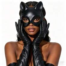 一套黑色猫咪面具和手套，适合化装舞会、夜总会、酒吧、节日派对等场合。 - 黑色 - 查看 4