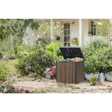 Signature Everwood - Caja de almacenamiento de resina para exteriores de 30 galones y mesa auxiliar de muebles de patio para accesorios de piscina y jardín nogal - Nuez - Ver 5