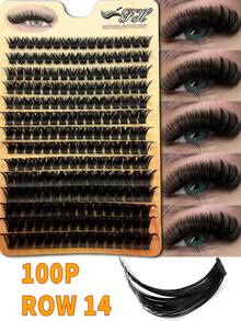 224 Clusters, 14 Rows, 100pcs 0.05mm Soft Mink False Eyelashes, 8-16mm Mixed Length, Russian Thick Style, Makeup, Black Lashes, Purple Box, Eyelash Clusters, Individual Fake Lashes - D - View 5