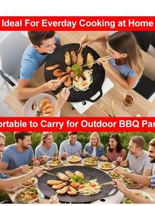 Korean BBQ Iron Plate | Smokeless Cast Iron Grill Pan With Non-Stick Coating, Suitable For Picnics, Home Cooking, And Indoor/Outdoor Grilling - Xem 9