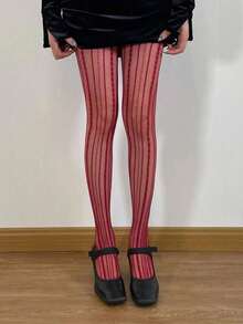 1 Pair Retro Romantic Striped Twist Design Sexy Skinny Pantyhose Tights For Girls - 酒紅色 - 查看 3