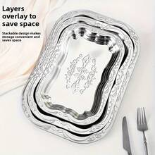 Back To School 3pcs Retro Plate Set, Dessert Plates, Breakfast Trays, Suitable For Afternoon Tea - 銀色 - 查看 4