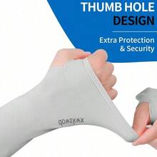 1 Pair UV Protection Arm Sleeves, 90% Polyamide Fiber, 10% Spandex, High Elastic Knitted Fabric, Solid Color, Unisex, Suitable For Cycling, Driving And Outdoor Sports (Random Letter Print On Cuff) - Multicolor - View 4