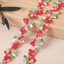 1 yarda Cinta de encaje de poliéster con flores vibrantes, 2 cm de ancho - Bordado hidrosoluble para collares DIY, costura y manualidades - Borde de flores colorido en múltiples colores - flores - Ver 7