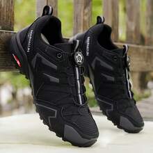 Men's Sports Training Shoes With Striped Design, Featuring Excellent Traction. Suitable For All Seasons, Especially For Hiking And Running Activities - Black - View 4