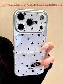 Y2K Cute Star Full Screen Jelly Phone Case Compatible With IPhone 17 Pro Max, 17 Pro, 16 Pro Max, 15 Pro, 16 Glossy Soft Shell - Black and White Stars - View 5