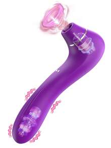2-In-1 Clitoral Suction Vibrating Dildo, Women's G-Spot Massager, 10 Suction Modes + 10 Vibration Frequencies, Powerful Female Orgasm Masturbator, Waterproof Rechargeable Adult Toy, Suitable For Couples And Solo Use, Ergonomic Stimulating Premium Sexy Gift - Purple - View 2