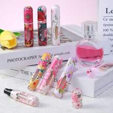 5ML Floral Perfume Spray Bottle Refillable Travel Size Portable Bottom Spray Mini Container For Women Fashion Fragrance Sample Dispenser - 5ml; X-aYWF (pink); PP - View 3