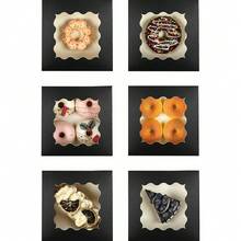 12 paquetes de cajas de panadería con ventana de 6x6x3 pulgadas, gruesas y resistentes, cajas para macarrones, pasteles y galletas para panaderías - Negro - Ver 7