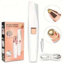 2-In-1 Electric Shaver & Painless Hair Removal Device, Rechargeable With Built-In LED Light, Eyebrow Trimmer & Facial Hair Remover, For Women - White - View 13