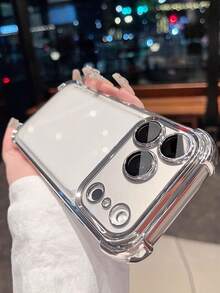 Premium Luxury Electroplated Silver Transparent Phone Case, Compatible With IPhone 17 Pro Max/17 Pro/17 Air/17/16 Pro Max/16/16 Pro/16 Plus/15/15 Pro Max/15 Pro/15 Plus/11/12/13/14 Pro Max/XS/XR/11 Pro/11 Pro Max/12 Pro/12 Pro Max/13 Pro/13 Pro Max/7 Plus/14 Pro/14 Pro Max, Soft Full-Coverage Anti-Fall Reinforced Corners - Silver - View 4