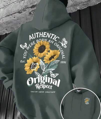 Blusa de Moletom Canguru Masculina para Frio Inverno Premium Qualidade Especial 100% Algodão Moderna Modelo: Girassois Original Respect - Novidade Especial Promocional da Loja