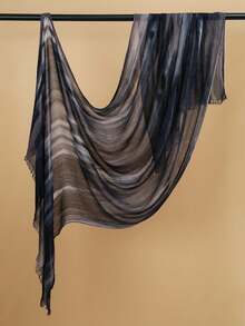 1件时尚新款扎染印花穆斯林头巾披肩，具有自然褶皱纹理 - 彩色 - 查看 6