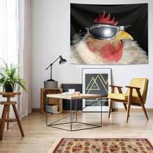 1pc Funny Chick Wearing Sunglasses Pattern Tapestry, Polyester Fabric Wall Hanging Decor For Living Room, Bedroom, Office, Home Decoration, Party, Rectangular Kitchen Wall Hanging Cloth With Draping Effect, Wall Tapestry  (With Hook) - Tapestries, Wall Tapestry, Aesthetic Tapestry, Bohemian Tapestry, Mandala Tapestry, Cool Wall Hanging, Room Decor Tapestry, Hippie Tapestry, Boho Decor, Easy To Hang Art, Tapestry For Bedroom, Wall Deocr, Backdrop, Arch Backdrop, Flags For Bedroom - 彩色 - 查看 6