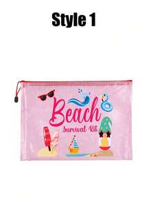 1pc Stylish Waterproof Pvc Beach Bag With Summer Beach-Themed Print - Available In 3 Styles, A4 Size, Transparent Cosmetic Pouch With Nylon Zipper,Lightweight, Durable,Water Proof, Perfect For Men, Women & Youngsters, Beach Bag Accessories, Ideal For Swimming, Diving & Summer Vacations ,Women's And Girls' Gifts, Mother's Day Gift, Valentine's Day Gift - Multicolor - View 13
