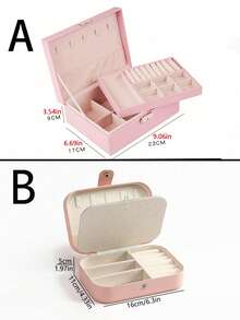 1pc Large Capacity PU Leather Jewelry Box, Lockable Jewelry Organizer Suitable For Women And Girls, Soft Lining Also Suitable For Men's Jewelry, Can Store Rings, Pendants, Earrings, Necklaces, Bracelets, Watches, Lipsticks, Nail Care Items, Perfect For Organizing Various Jewelry, Modern Style, Ideal Gift For Women, Mothers And Teachers. - Jewelry Box - View 5