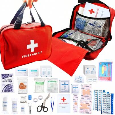 First Aid Kit Survival - Professional Waterproof Trauma Medical Kit For Emergency, Ideal For Home, Office, Car, Travel, Outdoor, Camping, Hiking - Portable Emergency Supplies Bag