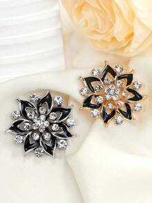1 pezzo/2 pezzi Bottoni vintage in metallo traforati a fiore con intarsi di strass, adatti per cappotti, maglioni, abiti, uniformi, vestiti, accessori per capelli fai-da-te, borse, scatole regalo, accessori per gioielli - multicolore - Visualizzare 7