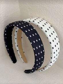 Bộ 2/1 chiếc băng đô chấm bi bằng polyester, kiểu dáng giản dị, phù hợp cho mọi mùa. - Nhiều màu - Xem 1