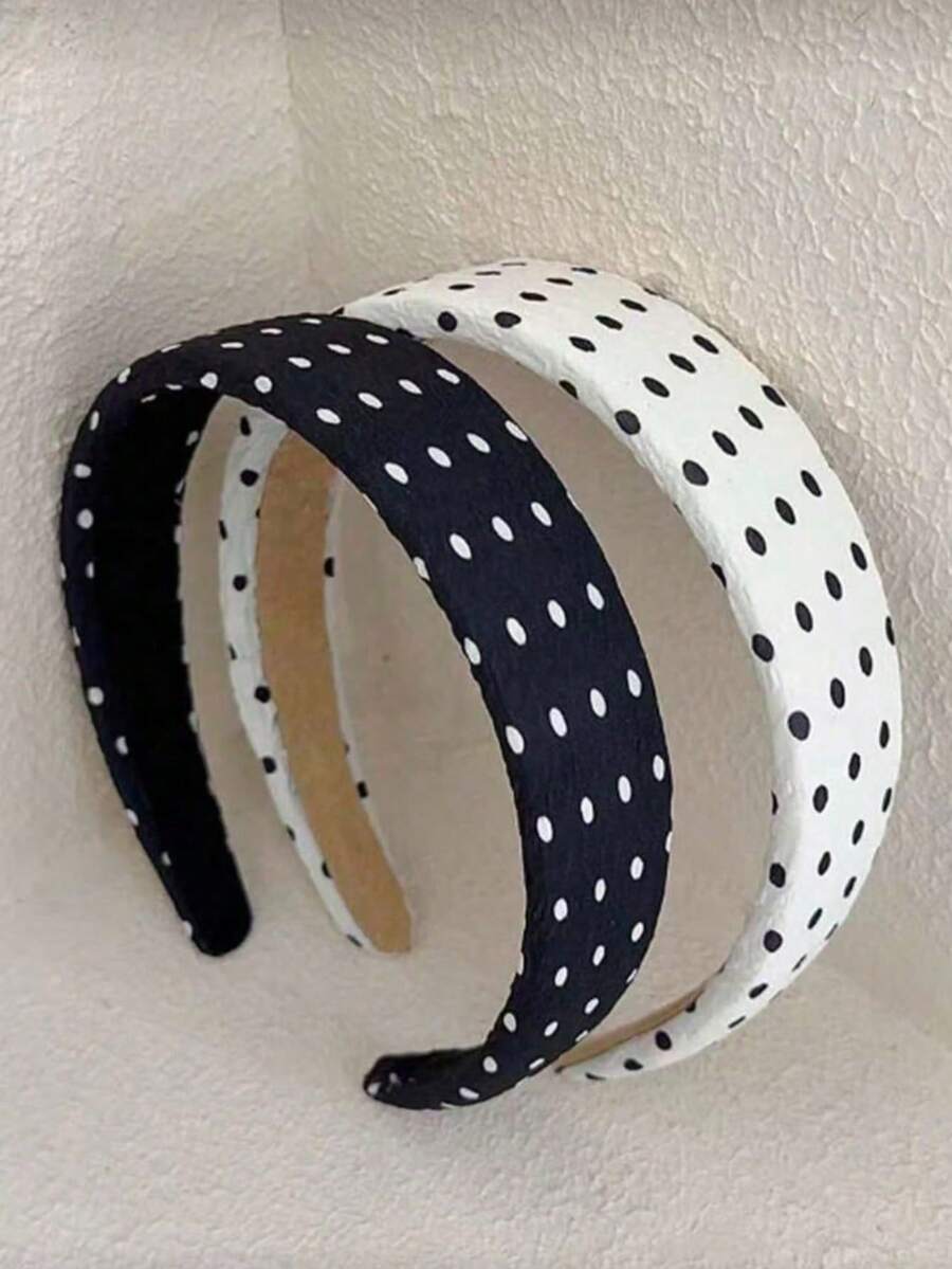 Bộ 2/1 chiếc băng đô chấm bi bằng polyester, kiểu dáng giản dị, phù hợp cho mọi mùa. - Nhiều màu - Xem 1