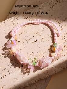 1件装女士手工编织天然石花手链，时尚休闲派对饰品 - 彩色 - 查看 6
