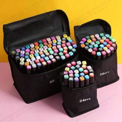 12/24/36/60/80/168 Colors Dual Tip Art Marker Set, Professional Permanent Sketch Markers For Art Drawing, Sketching, Calligraphy, Planner, Comic Design, Ideal Gift For Halloween, Christmas, And Back To School