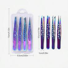 Bộ 4 nhíp hợp kim titan, thép không gỉ, hình tháp Eiffel rỗng, bộ dụng cụ tỉa lông mày 96 món, nhíp nhổ lông mày, nhíp tỉa lông mày, món quà hoàn hảo cho Lễ Tạ ơn, Ngày Valentine và Giáng sinh. - Nhiều màu - Xem 5