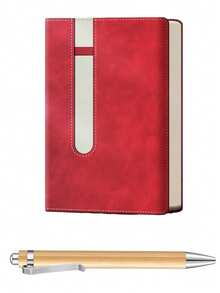 Customize 1 Set Of Retro A5 Leather Notebook Set, Including A Notebook And Bamboo Pen, With Personalized Soft Cover And Bookmark - Study Supplies, Classic PU Leather Notebook With Customized Soft Cover And Bookmark - Ideal For Business Meetings, School Supplies, Back-To-School Essentials, Perfect For Business Meetings And University Life, Backpack Must-Have, Back-To-School Planner, Graduation Gift Option. - Multicolor - View 10