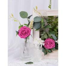 Artificial Flowers 50pcs Real Looking Hot Pink Foam Fake Roses With Stems For DIY Wedding Bouquets White Bridal Shower Centerpieces Arrangements Party Holiday Home Tables Decorations - 50 bông hoa hồng - Xem 5