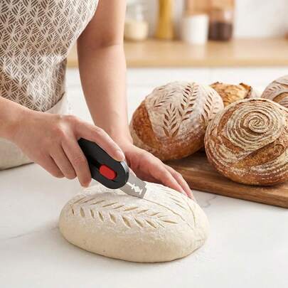 7 יחידות להבי סכין קיצוץ לחם מגנטיים נשלפים, כלי קיצוץ לאפיית לחם, סכין קיצוץ לחם ביתי, כלי קיצוץ לחם שאור, כולל 6 להבים